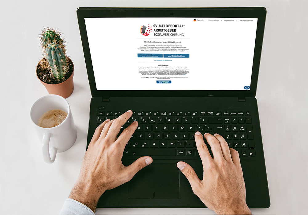 Laptop with both hands